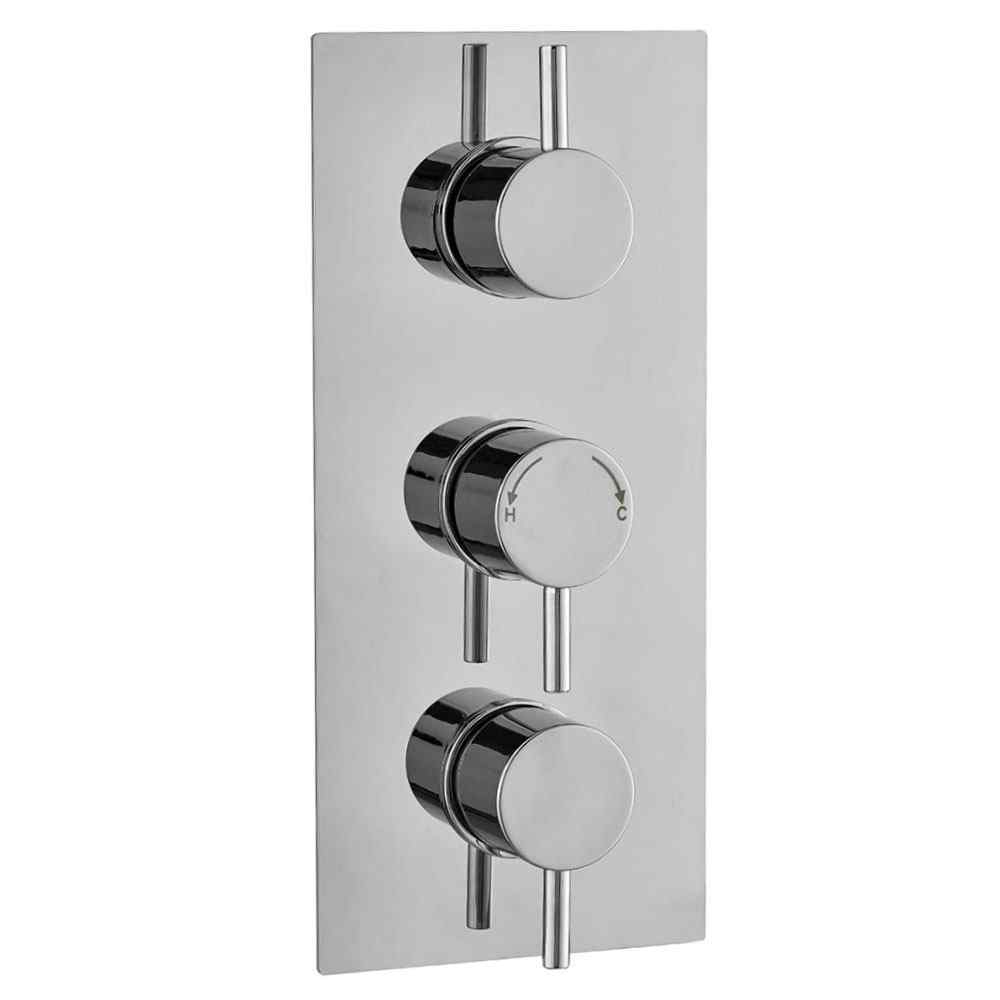 Plan Triple Concealed Thermostatic Shower Valve Round Handle (2 way)