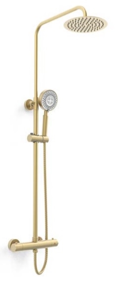 Ottone Therm. Exposed Bar Shower with overhead drencher and sliding handset