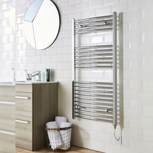 Electric  Curved Towel Rail 500 x 1200mm 300W Thermostatic