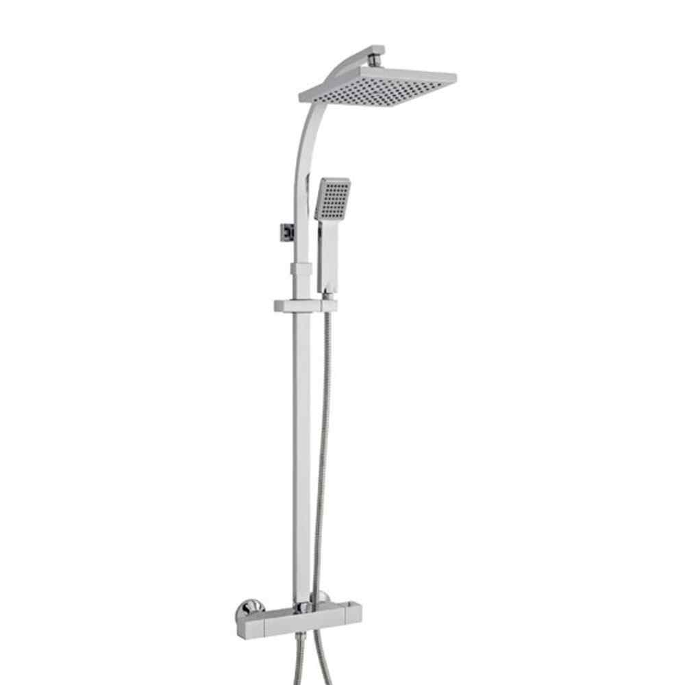 Pure Thermostatic Bar Shower with Ultra Slim Stainless Shower Drencher and Sliding Handset
