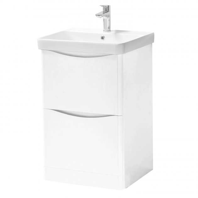Arc 500x460mm Floor Standing 2 Drawer Unit And Basin White