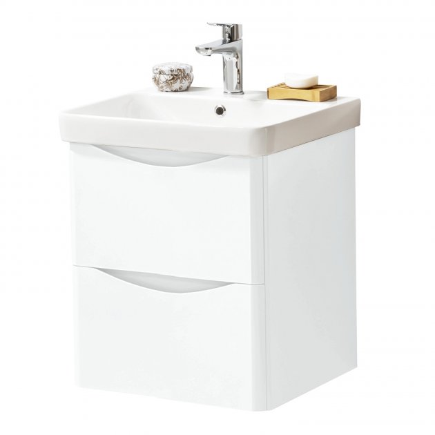 Arc 500x460mm Wall Mounted 2 Drawer Unit And Basin White