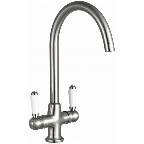 TRADITIONAL MONO SINK MIXER BRUSHED STEEL